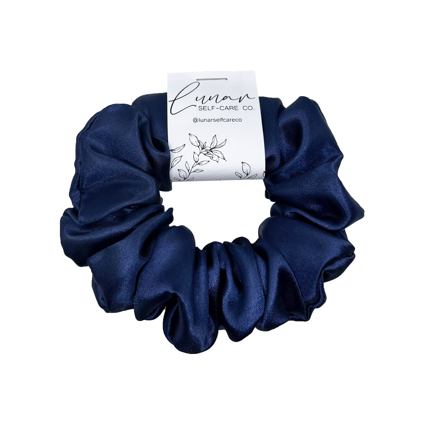 NAVY BLUE SATIN SCRUNCHIE