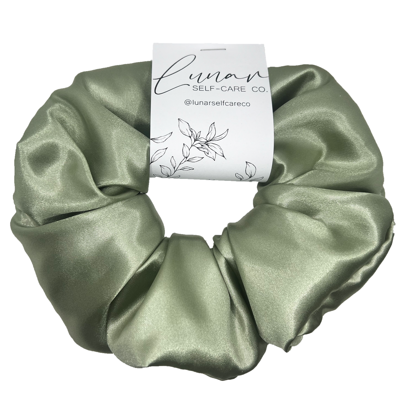 OLIVE GREEN SATIN SCRUNCHIE