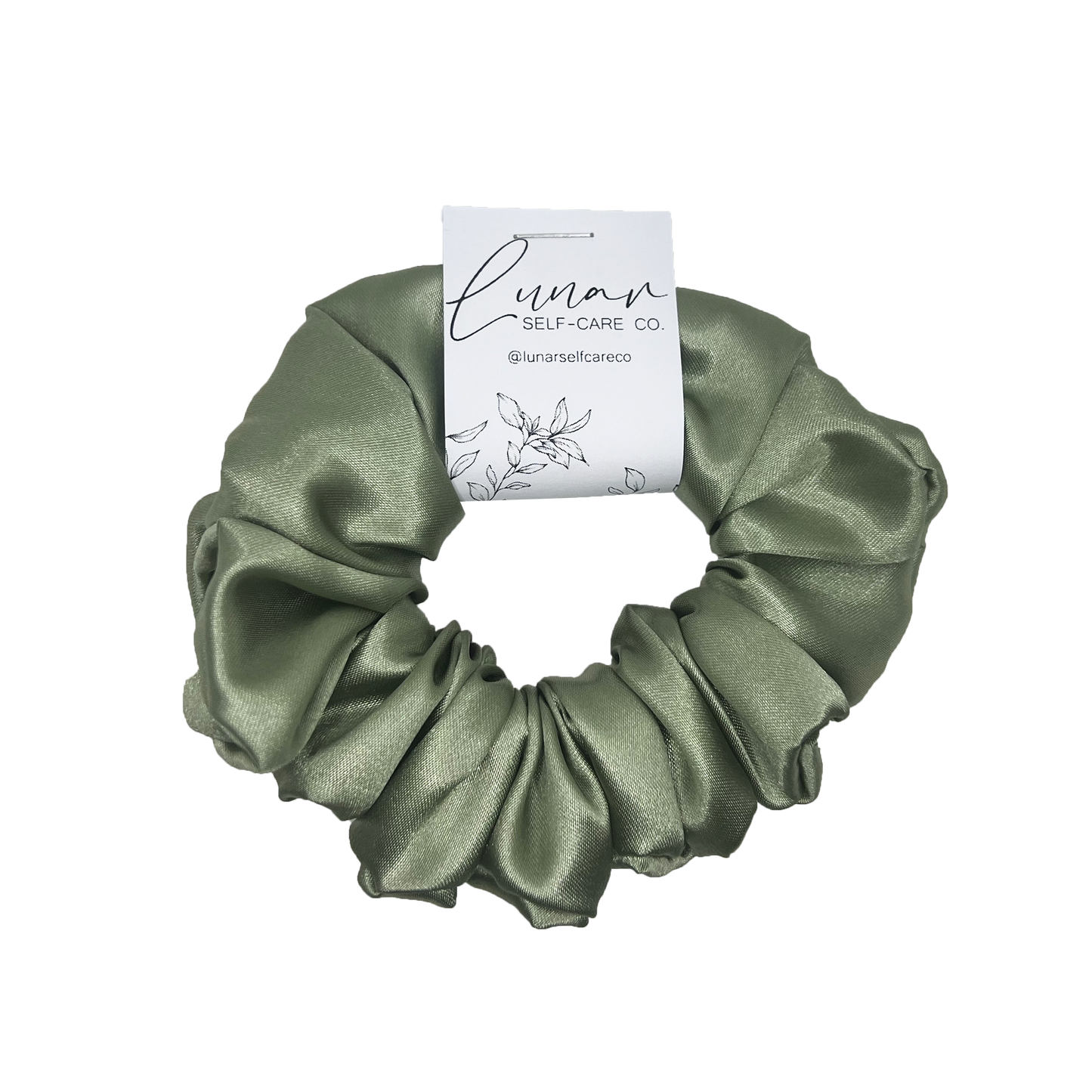 OLIVE GREEN SATIN SCRUNCHIE