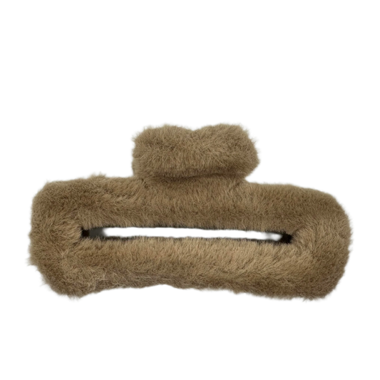 BROWN PLUSH HAIR CLAW CLIP